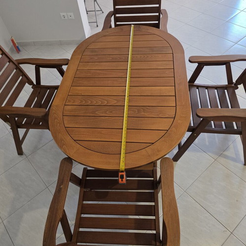 Garden table with 4 folding armchairs