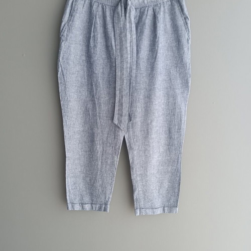 ZARA cropped linen-style pants gray-blue XL
