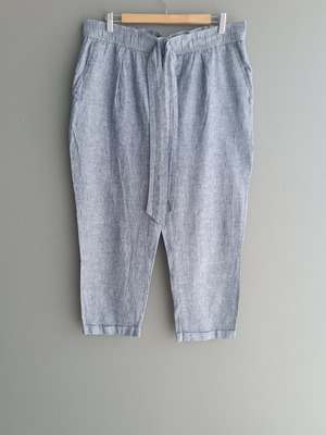 ZARA cropped linen-style pants gray-blue XL