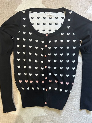 Pink Woman knitted cardigan with heart print, like new, size S