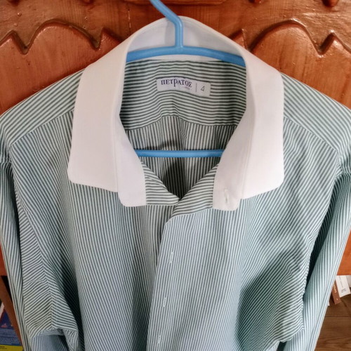 PetraTos men's dress shirt like new, striped green, M/L