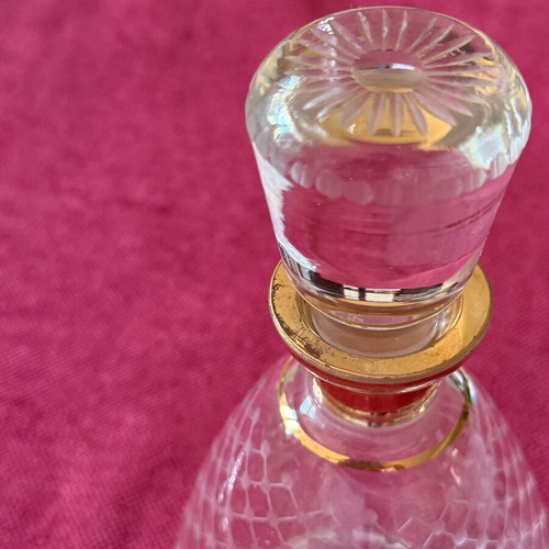 Crystal gold-plated antique carafe like new, height 21cm