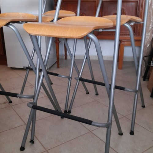 IKEA folding bar chairs, set of 4, wood and metal