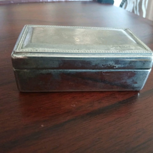 Miniature jewelry box used, silver with velvet interior