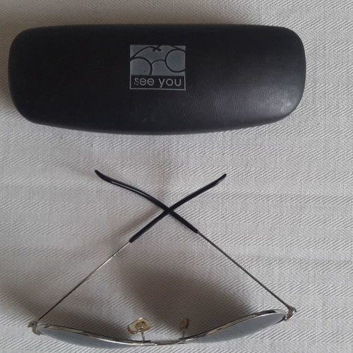 Γυαλιά ηλίου Aviator μεταχειρισμένα, καθρέφτης, μαύρο και ασημί