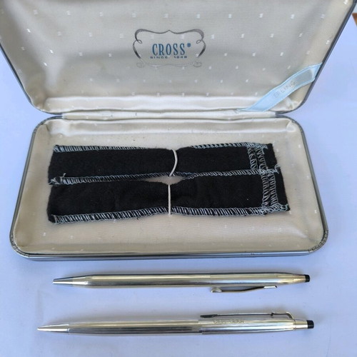 Cross Sterling Silver Century pen and Caran d'Ache Madison silver-plated mechanical pencil used