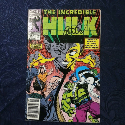 Incredible Hulk #387 used with Peter David autograph
