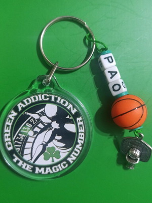 Panathinaikos Round Keychain New With Beads No1