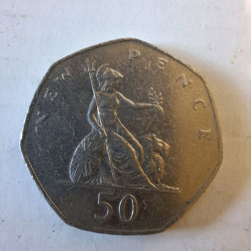 50 New Pence Coin used, United Kingdom 1978