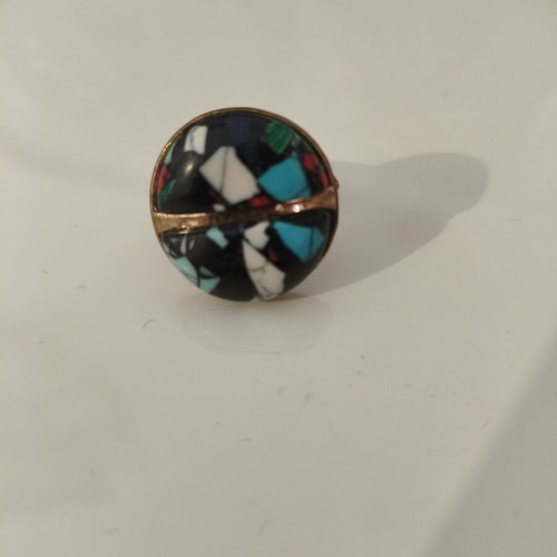Statement handmade mosaic adjustable ring like new, multicolor