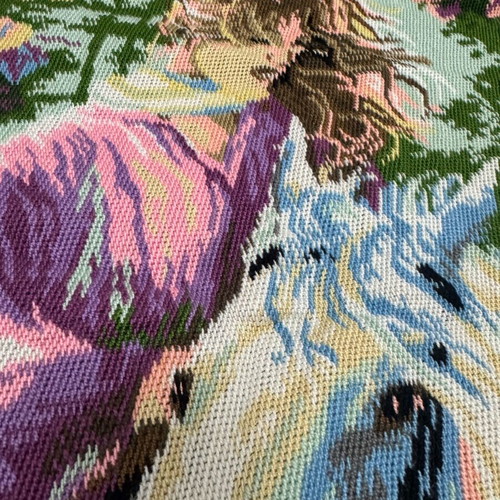 Embroidery with Woman on Horse like new 60x80