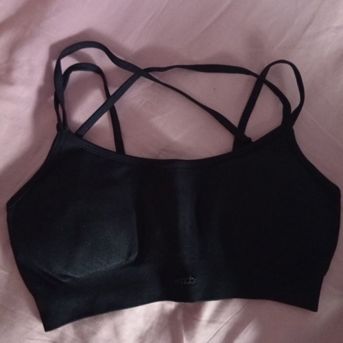 Sports top with chest padding and adjustable cross straps, new, size M-L