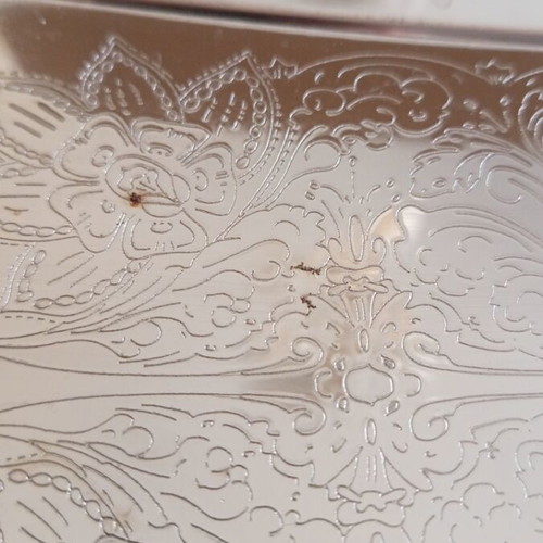 Twin Bird vintage silver-plated serving tray with embossed floral design