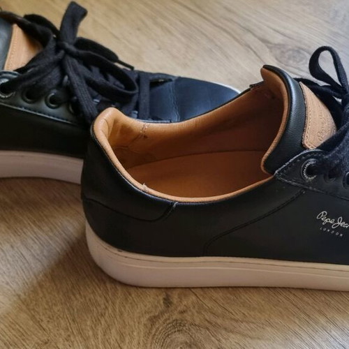 Pepe Jeans men's sneakers like new, size 43, black leather with brown