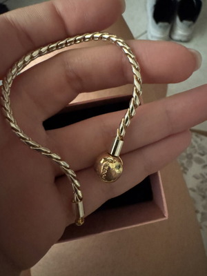 Pandora bracelet with 14K gold plating and round safety clasp like new