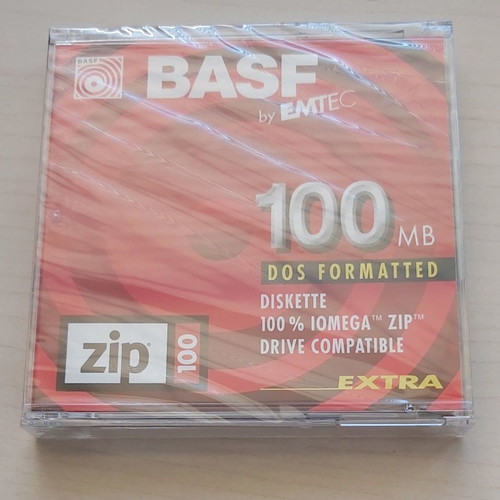 BASF by Emtec Diskette DOS Formatted Zip 100 MB new sealed