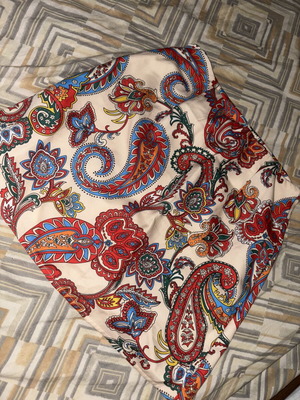 Shein red mini skirt with colorful pattern