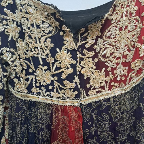 Handmade embroidered dress used, blue, size L