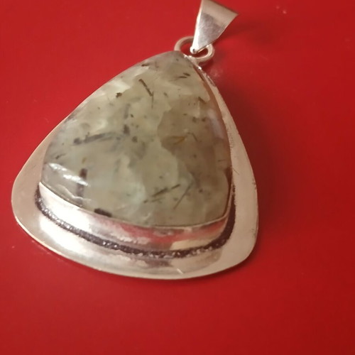 Pendant with natural stone in 925 silver, 5 cm, like new
