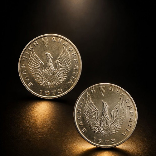Collectible Junta 1973 coins like new, set of 20 & 10 drachmas