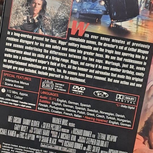 Lethal Weapon DVD μεταχειρισμένο, αυθεντικό συλλεκτικό με υπότιτλους