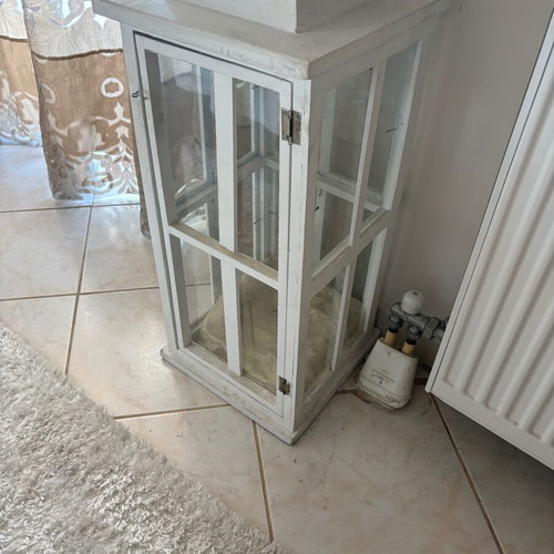 Wooden solid lantern used, height about 70 cm