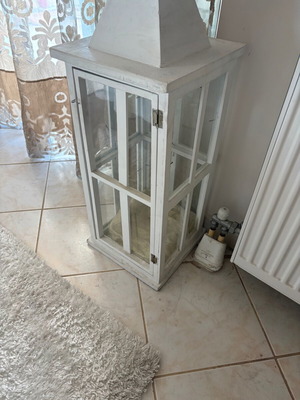 Wooden solid lantern used, height about 70 cm