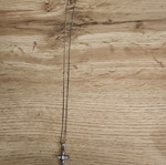 Stone crucifix pendant necklace, silver color