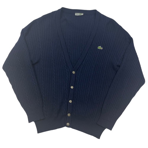 Lacoste vintage cardigan navy blue wool size L like new