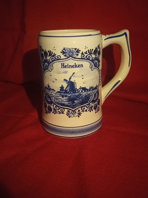 Vintage κούπα μπύρας Heineken Delft Blue χειροποίητη, σαν καινούργιο