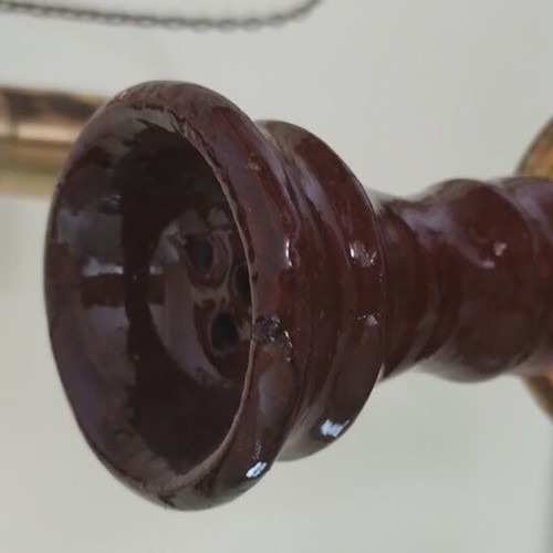Hookah used 60cm with glass base, brass and wood