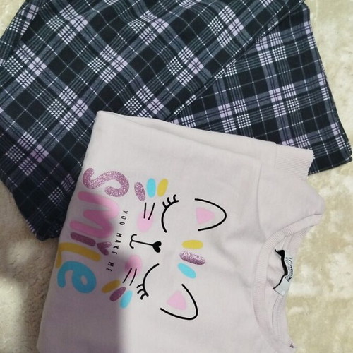 Girls' blouse and leggings 128-134 cm used, pink and purple