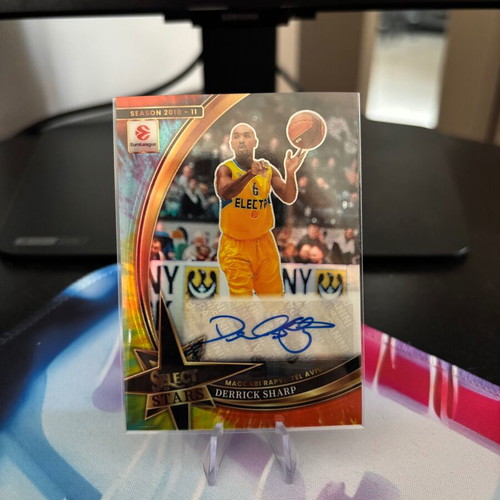 Derrick Sharp Stars Auto Tie-Dye Prizm Card 2025-26 Panini Select EuroLeague, near mint