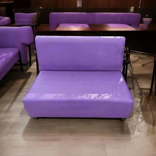 Handmade corner sofa used, leather and wood, professional