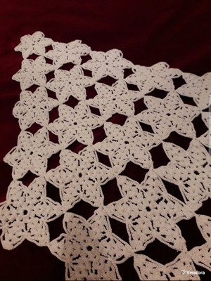 Hand-Crocheted Table Runner, Ecru, New