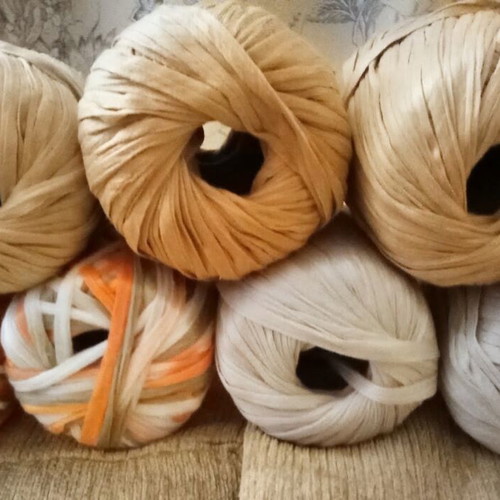 Cotton Raffia Yarn for Bag Knitting, 7 Pieces, New