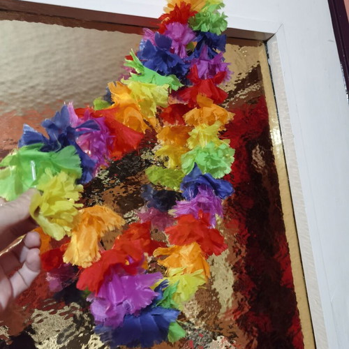 Hawaiian lei garland 100cm like new, colorful textile flowers