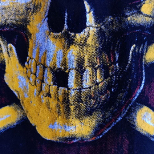 Cotton black sweater with pirate skull print used, medium size