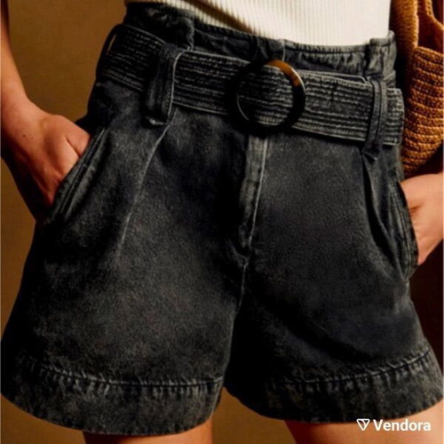 Sézane denim shorts high-waisted, like new, black, size M