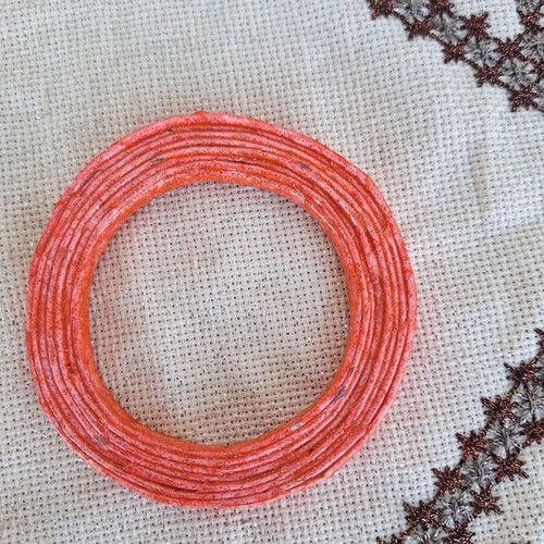 Bangle bracelet red made to order from recycled paper