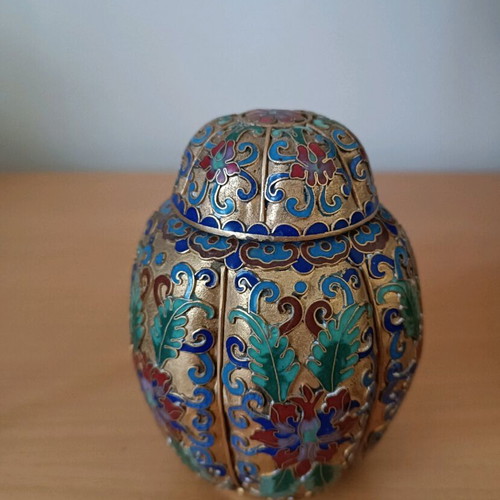 Miniature Vase cloisonné brass, like new, 11cm height