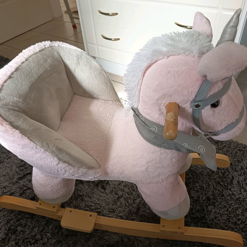 Wooden Rocking Unicorn Pink like new