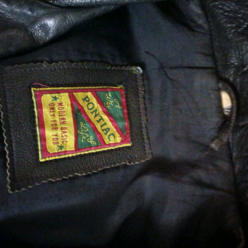Vintage leather jacket Pontiac used, brown-black XL-XXL