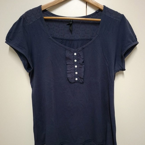 Marks & Spencer cotton short-sleeve top like new, blue, size UK 16