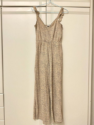 Stradivarius beige-black polka dot one-piece jumpsuit size S like new