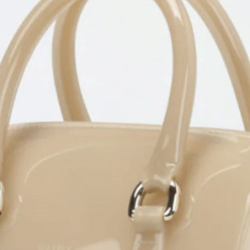 Furla Candy satchel new, beige glossy rubber