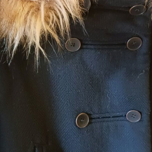 Wool coat Zara like new, blue with hood and detachable fur