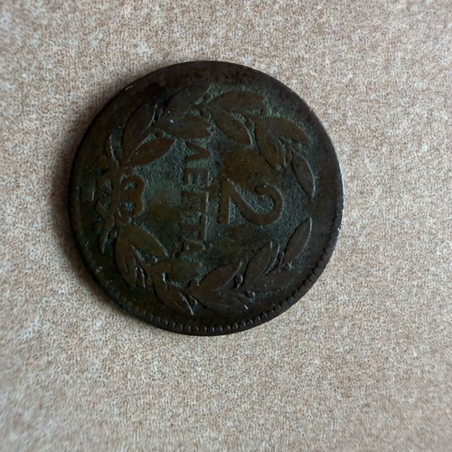 Rare Greek coin 2 lepta 1869 King George used