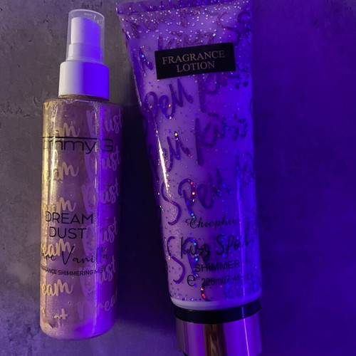 Fragrance lotion and shimmering with glitter like new