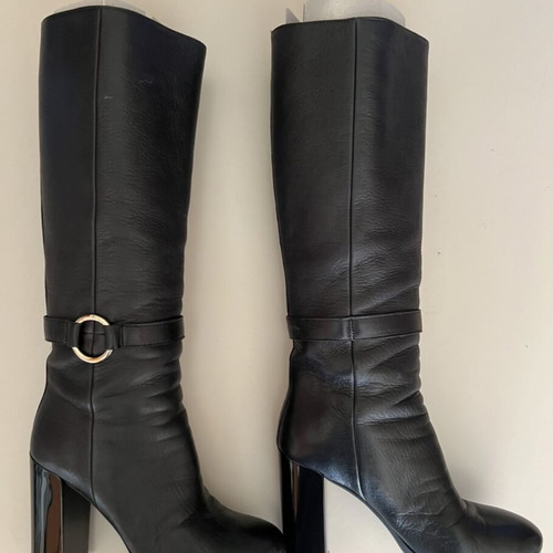 Hogan boots used black leather high heel size 38